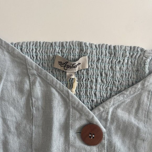 Arnhem blue linen Chloe top in skyla size 10 new with tags button deatailed crop - Picture 3 of 7